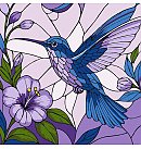 Komplekts gleznošanai pēc numuriem "Stained glass window. Hummingbird", audekls uz apakšrāmja, 30х30cm