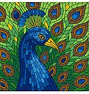 Komplekts gleznošanai pēc numuriem "Stained glass window. Peacock", audekls uz apakšrāmja, 30х30cm