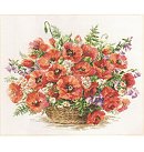 Izšūšanas komplekts krustdūrienā "Basket of Poppies", 40x30cm