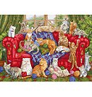 Izšūšanas komplekts krustdūrienā "Meow Manor", 44x32cm