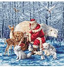 Izšūšanas komplekts krustdūrienā "Santa and Friends", 38x38cm