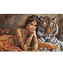 Izšūšanas komplekts krustdūrienā "The Indian Princess and The Royal Tiger", 63.5x38cm