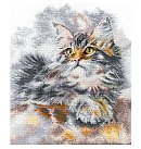 Izšūšanas komplekts krustdūrienā "Grey cat", 24x28,5cm