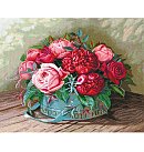 Izšūšanas komplekts krustdūrienā "Peons And Roses", 44x35cm