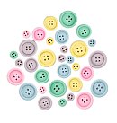 Krāsainās koka pogas "Pastel", 30gab.