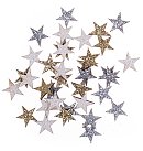 Koka zvaigznes ar gliteriem, divpusējas, 1,4cm, 36 gab, dažādas krāsas, ZS