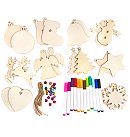 Radošais komplekts "Wooden holiday ornaments", 60gab. + 12 marķieri, ZS