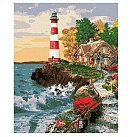 Set for painting by numbers "A cottage near the light tower", canvas on a stretcher, 40х50cm