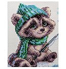 Izšūšanas komplekts krustdūrienā "Curious Raccoon", 15x15cm, 1 gab.
