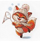 Izšūšanas komplekts krustdūrienā "Playful Fox", 15x15cm, 1 gab.