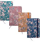 Bloknots A7 līniju 80lp. cietos vākos ar gumiju "Flowers", 1 gab., dažādi dizaini