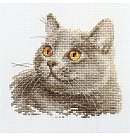 Izšūšanas komplekts krustdūrienā "British Cat", 12x11 cm