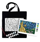 Radošais komplekts auduma somas apgleznošanai „Starry night“, melna, 100% kokvilna, 220 gsm, 38x42 cm
