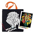 Radošais komplekts auduma somas apgleznošanai „Neon Lion“, melna, 100% kokvilna, 220 gsm, 38x42 cm