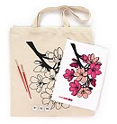 Radošais komplekts auduma somas apgleznošanai „Flowers“, 100% kokvilna, 220 gsm, 38x42 cm