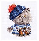 Izšūšanas komplekts krustdūrienā "Cat Basik. Sailor", 10x12cm