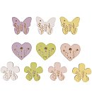 Koka dekors "Floral", 3.3-3.6cm, 10 gab., dažādās krāsās