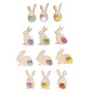 Koka dekors "Bunny", 3-3.7cm, 12gab., dažādās krāsās