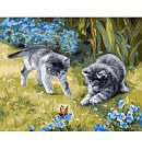 Komplekts gleznošanai pēc numuriem "Cats in the garden", audekls uz apakšrāmja, 40x50cm