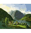 Komplekts gleznošanai pēc numuriem "Lake landscape", audekls uz apakšrāmja, 40x50cm