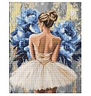 Набор алмазной мозаики "Ballerina with blue peonies", холст на подрамнике, 40x50см