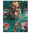 Dimantu mozaīkas komplekts "A tiger on the hunt", bez apakšrāmja, 40x50cm
