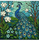 Komplekts gleznošanai pēc numuriem "Stained Glass Window", audekls uz apakšrāmja, 30x30cm