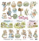 Skrapbukinga papīrs "Cute Bunnies", 30.5x30.5 cm, 250 g/ m2, divpusējs, 1 loksne