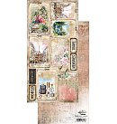 ALCHEMY OF ART skrapbukinga papīrs "Memories from the Trip – Tags", 15x30.5 cm, 250 g/ m2, divpusējs, 1 loksne