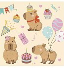 Salvetes dekupāžai "Cute Capybaras Party", 33x33cm, 2 gab.