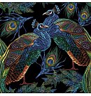 Salvetes dekupāžai "Embroidered Peacocks with Feathers", 33x33cm, 2 gab.