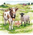 Salvetes dekupāžai "Farm animals", 33x33cm, 2 gab.