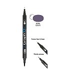 Water -based marker "Twin Tip", brush + extra fine, 6290 - Granit