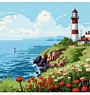 Komplekts gleznošanai pēc numuriem "A lighthouse on the horizon", audekls uz apakšrāmja, 30x30cm