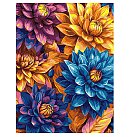 Komplekts gleznošanai pēc numuriem, "Bright dahlias with extra metallic paints", audekls uz apakšrāmja, 30х40cm
