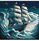 Komplekts gleznošanai pēc numuriem "Storm on the sea", audekls uz apakšrāmja, 40х40cm