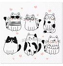 Salvetes dekupāžai "Meow Hearts", 33x33cm, 2 gab.