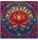 Dimantu mozaīkas komplekts "Stained glass window. Lotus", audekls uz apakšrāmja, 30х30cm