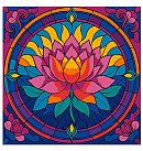 Komplekts gleznošanai pēc numuriem "Stained glass window. Lotus", audekls uz apakšrāmja, 30x30cm