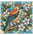 Dimantu mozaīkas komplekts "Stained glass window. A jay", audekls uz apakšrāmja, 30х30cm