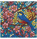 Dimantu mozaīkas komplekts "Stained glass window. A tit", audekls uz apakšrāmja, 30х30cm