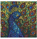 Dimantu mozaīkas komplekts "Stained glass window. Peacock", audekls uz apakšrāmja, 30х30cm