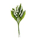 Dekoratīvie auduma ziedi "Lilly of the valley", D: 10 L: 7mm, white (6 ziedu kātiņi buntē)