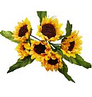 Dekoratīvie auduma ziedi "Sunflower small", D: 24 mm, golden yellow (6 ziedi buntē)