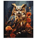 Komplekts gleznošanai pēc numuriem "Forest owl with extra metallic paints", audekls uz apakšrāmja, 40x50cm