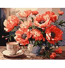 Komplekts gleznošanai pēc numuriem "Bouquet with poppies", audekls uz apakšrāmja, 40x50cm
