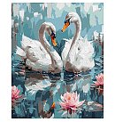Komplekts gleznošanai pēc numuriem "The swans in love", audekls uz apakšrāmja, 40х50cm