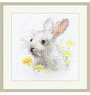 Cross-stitch kit " White bunny", 9x9cm