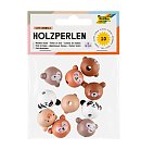 Koka pērles ar dzīvnieku zīmējumu "Cute Animals", diametrs 18mm, 10 gab.