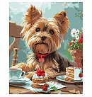 Komplekts gleznošanai pēc numuriem "A yorkie's tea party", audekls uz apakšrāmja, 40х50cm